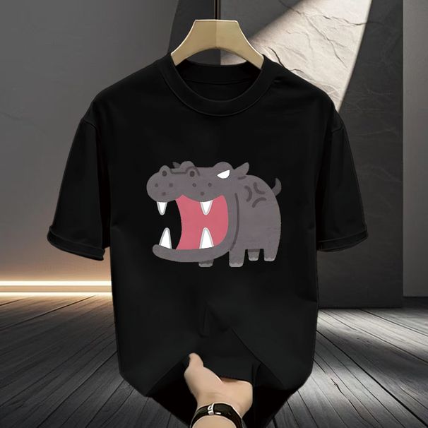 Loose Short-sleeved New Pure Cotton Casual Fashion Men's Clothing 2025 Summer Personalized Creative Printing Crew Neck T-shirt_viptrois.com