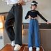 Children's Pants Girls Jeans Spring And Autumn Style Girls Big Children Wide Leg Pants Children's Spring Straight Pants Korean Style Trend_viptrois.com