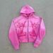Men's Pink Cardigan Hooded Sweatshirt Jacket Hip Hop Rock American Printed Top Casual Streetwear_viptrois.com