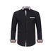 Men's Clothing four sided stretch shirt men's color matching casual long sleeved shirt men's slim plaid collar_viptrois.com