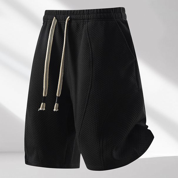 Summer Casual Men's Loose Fit Breathable Drawstring Five Point Pants Trendy Versatile Sporty Straight Leg mid Length Shorts_viptrois.com