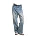Men's Clothing Vintage Washed Straight-Leg Jeans For Men & Women | 100% Cotton Comfort | Classic Light Blue Denim | Casual Everyday Wear_viptrois.com