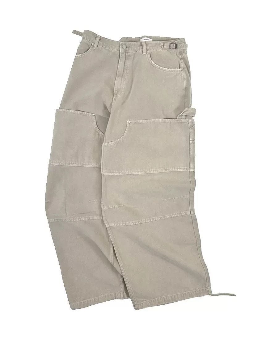 Vintage Washed Cotton Cargo Pants With Double Pockets – Relaxed Fit, Distressed Details, Streetwear Style_viptrois.com