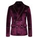 Men's Clothing Spring And Summer New Men's Suit Set Velvet Gold Rimmed Double Breasted Suit Dress Performance Set_viptrois.com