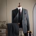 Men's Clothing Double Breasted Suit Set - Slim Fit Formal Blazer, Vest & Trousers For Wedding, Groom, Business & Special Occasions (Black, Charcoal)_viptrois.com