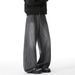 Men's Clothing Striped Washed Distressed Jeans For Men Autumn Style Trendy Brand Loose Straight Leg Pants Silhouette Versatile Long Pants_viptrois.com