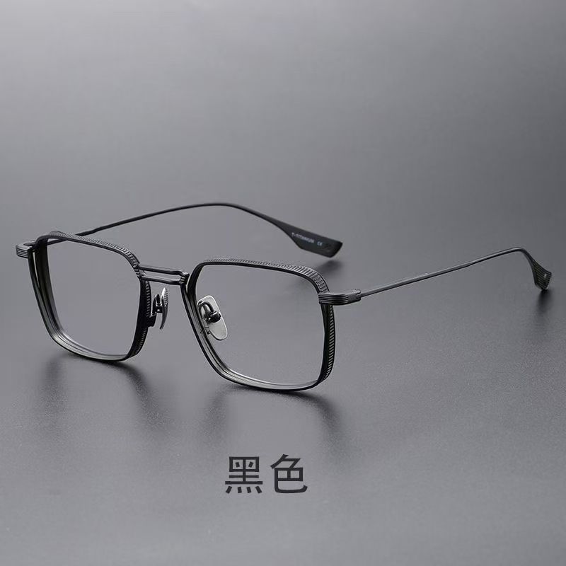 Japanese Retro Pure Titanium Eyeglasses For Myopia Men Ultra-light Square Frame Adjustable Number Of Discolored Myopia Glasses For Men_viptrois.com