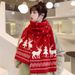 Christmas Scarf For Women - Extra Long & Warm Knitted Scarf With Festive Snowflakes, Bells & Santa Claus, Soft Faux Fur Winter Scarf_viptrois.com