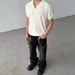 Men's Clothing Retro Old Money Style Striped Texture Lapel Short Sleeved Men's Summer Knitted Polo Shirt Slim Shoulder T Shirt Top_viptrois.com