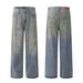 Men's Clothing Retro Jeans New Summer Style Washed Old Ink Printing Graffiti Loose Wide Leg Pants Trousers_viptrois.com