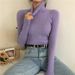 Women's High Neck Knit Sweater - Soft Core-Spun Yarn Slim Fit Pullover Short Top In Classic Colors_viptrois.com