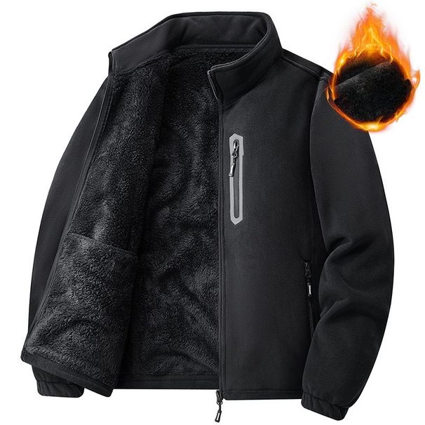 2025 New Double-sided Fleece Fleece Jacket With Warm Quality And Soft Stand-up Collar Men's Jacket For Young And Middle-aged People_viptrois.com