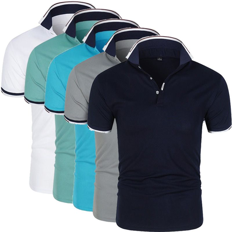 2024 New five Piece High end Polo Shirt Short sleeved Men's Top Summer Fashion Business Casual Breathable T-shirt_viptrois.com