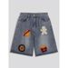Men's Summer Loose Denim Shorts High Street Wide Leg Five Point Creative Design Embroidered Towel Trendy Brand_viptrois.com