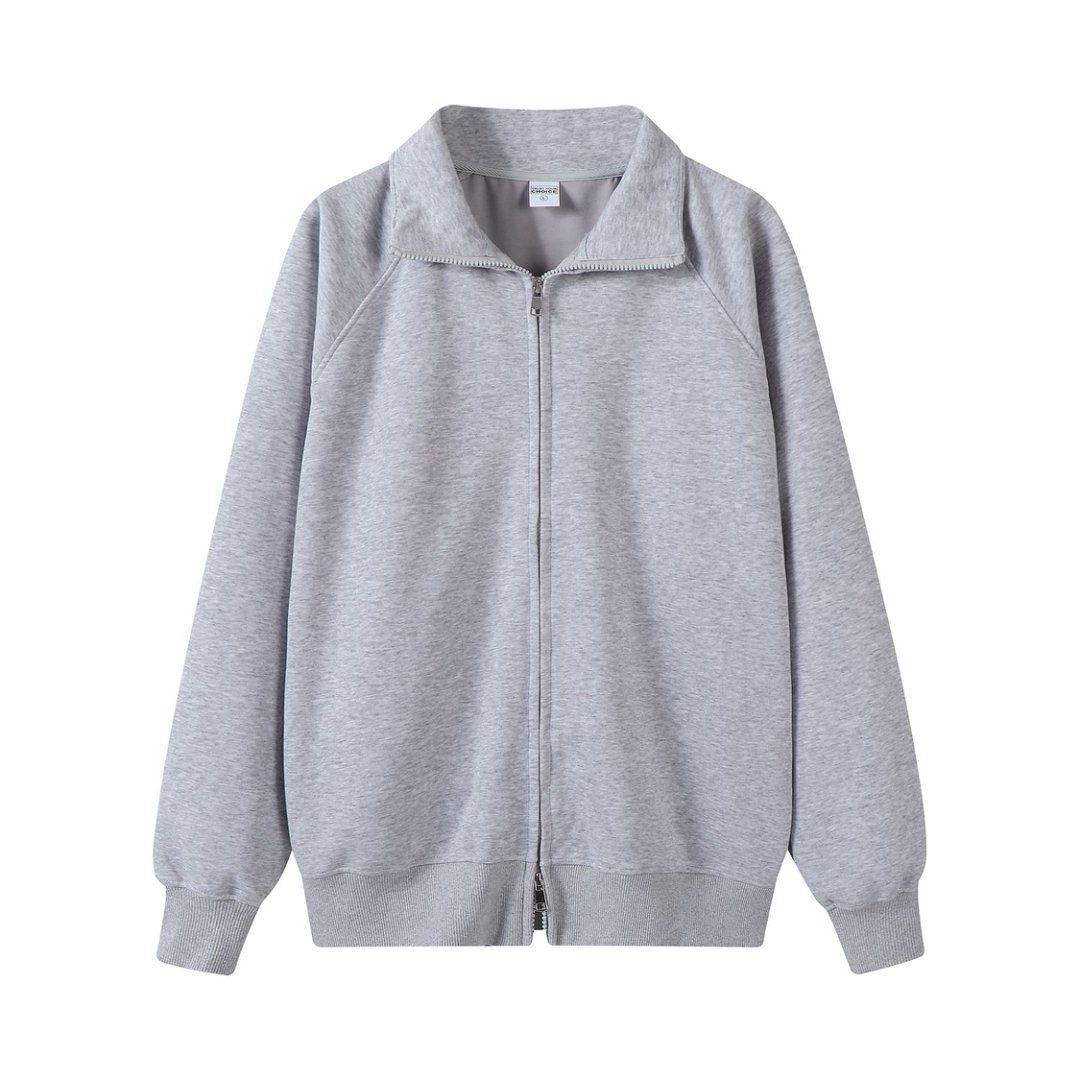 Men's Clothing Men's Japanese Retro Zip-Up Hoodie Jacket - Plain Color Stand Collar Oversized Casual Outerwear (Regular & Fleece Lined Options)_viptrois.com