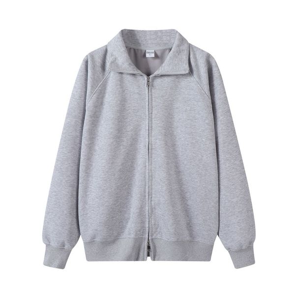 Men's Clothing Men's Japanese Retro Zip-Up Hoodie Jacket - Plain Color Stand Collar Oversized Casual Outerwear (Regular & Fleece Lined Options)_viptrois.com