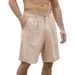 Men's Clothing Summer Cotton And Linen Shorts Beach Elastic Waist Basic Casual Shorts_viptrois.com