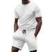 Men's Clothing short sleeve sports casual patchwork round neck fitness suit men's t-shirt_viptrois.com