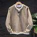 Layered Mock Neck Long Sleeve Sweatshirt – Minimalist Pullover For Men (M-4XL) – Lightweight Polyester Blend Casual Top_viptrois.com