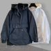 Pocket Workwear With Patchwork Design, Hooded Sun Protection Jacket, Men's Trendy Loose Jacket, Hoodie_viptrois.com