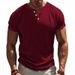 Summer Men's Fitness Casual Sports Jacquard Ribbed Quick-Dry Breathable Henley Short Sleeve_viptrois.com