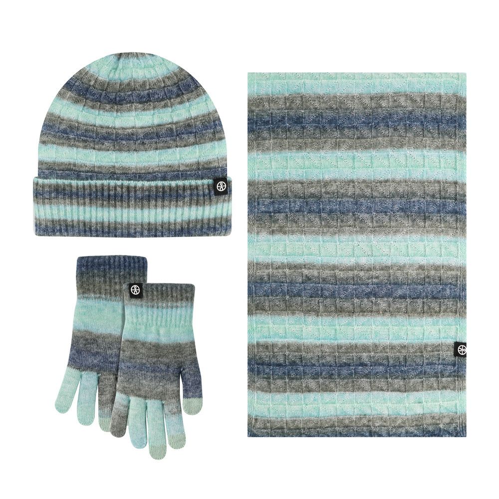 Apparel Accessories new solid color wool warm hat scarf gloves three piece cold proof wool ball plus velvet knitted suit_viptrois.com