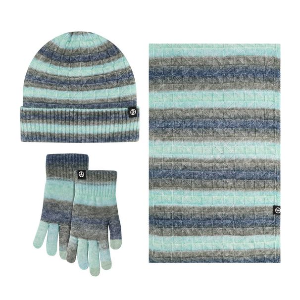 Apparel Accessories new solid color wool warm hat scarf gloves three piece cold proof wool ball plus velvet knitted suit_viptrois.com
