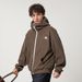 Men's Streetwear Hooded Zip-Up Sweatshirt With Letter Embroidery, Heavyweight Pullover For Fall, Oversized Casual Jacket_viptrois.com