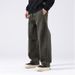 Men's Heavyweight Workwear Cargo Pants - High Street Fashion Straight Leg Outdoor Trousers For Casual Wear, Avocado Green & Dark Brown_viptrois.com