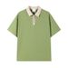 Pearl Cotton Half-zipper Men's Shirt Trendy Brand Loose Contrasting Color Short-sleeved Paul Couple Shirt Trendy Contrasting Color_viptrois.com