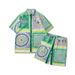 Men's Clothing Beach Summer Casual Cardigan Suit Cashew Green Digital Printing Loose Shorts Shirt Suit Men_viptrois.com