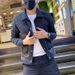 Trendy Casual Men's Jacket Simple Handsome Jacket Trendy Men Internet Celebrities Slim Lapel Long Sleeve Top_viptrois.com