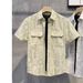 Men's Clothing Stylish Short Sleeve Printed Shirt Breathable & Comfortable Casual Wear For Summer, Lightweight Loose Fit, Available In White & Khaki_viptrois.com