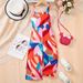 Mother & Kids INS Girls Geometric Pattern Printing Holiday Style Fashion Summer Thin Jumpsuit_viptrois.com