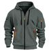 Cross-Border European And American New Men's Full-Zip Hooded Jacquard Cardigan Jacket With Pocket Decoration Sports_viptrois.com