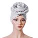 Solid & Multi-Color Silk Headscarf – Women's Fashionable Large Flower Turban Hat (Indian-Style Pleated Headwear, Bright & Elegant)_viptrois.com