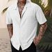 Men's Clothing New Men's Lapel Shirt Ins Style Casual Solid Color Drape Hollow Men's Short Sleeve Wholesale_viptrois.com