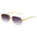 Frameless Square Sunglasses - Metal Trim Gradient Lenses With UV Protection For Fashionistas_viptrois.com