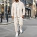 Men's Waffle-Knit Zip-Up Jacket Set – Slim-Fit Autumn Layering Piece With Notch Lapel & Functional Pockets (Black/Grey/Khaki/White/Olive/Burgundy)_viptrois.com