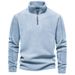 Men's Autumn And Winter New Style Stand Up Collar Half Zip Long Sleeved Sweatshirt Cross Border Trend Leisure Solid Color Men's Polar Fleece Top_viptrois.com