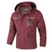Men's Multi-Pocket Detachable Hood Jacket – Lightweight Polyester Workwear Coat With Utility Design For Spring & Autumn Outdoor Travel_viptrois.com