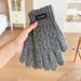 Men's Knitted Warm Gloves Winter Cold-Proof Thickened Korean Style Business Fashion Personality Cable Knit Touchscreen_viptrois.com