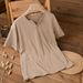 Men's Clothing Men's Summer Retro Minimalist V Neck T-Shirt Short Sleeve Artistic Loose Fit Plus Size Solid Color Versatile Top_viptrois.com