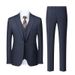 Men's Clothing Slim Navy Blue Dark Pattern Wedding Studio Boutique Suit Three Piece Suit_viptrois.com