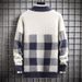 Men’s Korean-Style Thickened Sweater – Jacquard Faux Mink Knit With Color Blocking (Brown/Black/Blue, M-3XL)_viptrois.com