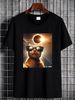 Cat Taking A Selfie With Solar 2024 Eclipse Cute Gift Unisex T-Shirt Designer Clothes Graphic Versatile Breathable Streetwear Fashion_viptrois.com