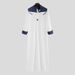 Man's Clothing Muslim Robes Simple Loose Standing Collar Color Patchwork Color Contrast Long-sleeved Men's Jumpsuit_viptrois.com