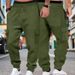 Men’s Heavyweight Jacquard Checkered Workwear Pants – Relaxed Fit Utility Trousers With Drawstring Waist (95% Polyester)_viptrois.com