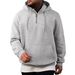 Men's Fleece Half-Zip Pullover Hoodie – Retro American Style Loose Fit Stand Collar Sweatshirt (S-XXXL, Kangaroo Pocket, Solid Colors)_viptrois.com
