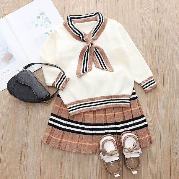 Children's clothing Girls Sweater Set New Fashionable and Western Style Baby Girl Children's Clothes College Style Princess Spring Two-piece Set_viptrois.com